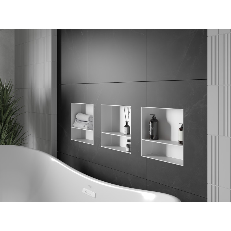 Mexen X-Wall-NR estante empotrado sin reborde con estante de 30 x 30 cm, blanco - 1921303010S