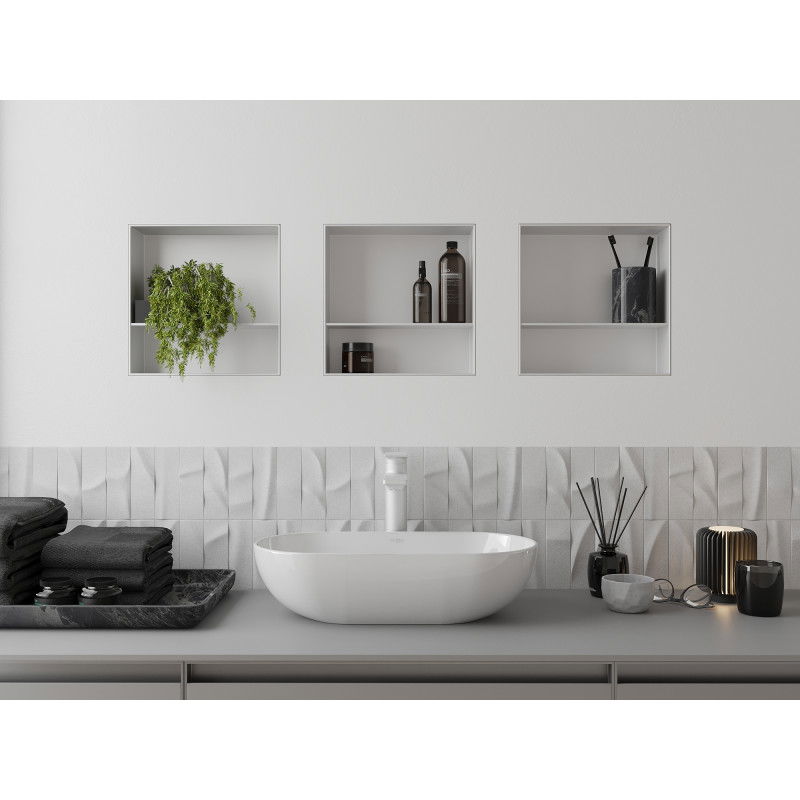 Mexen X-Wall-NR mensola ad incasso senza bordo con ripiano 30 x 30 cm, bianca - 1921303010S