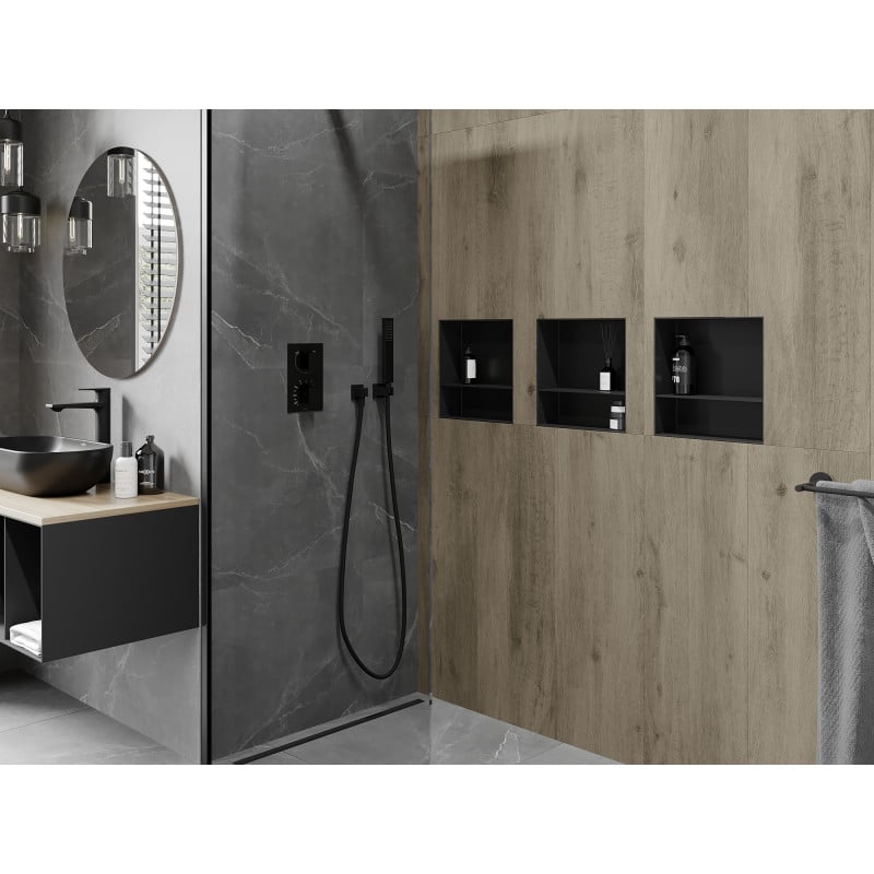 Mexen X-Wall-NR niche sans rebord avec étagère 30 x 30 cm, noir - 1971303010S