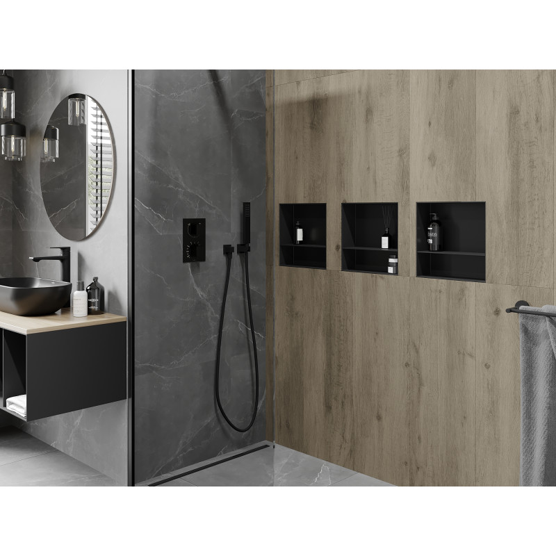 Mexen X-Wall-NR Nischenregal ohne Flansch mit Regalboden 30 x 30 cm, schwarz - 1971303010S