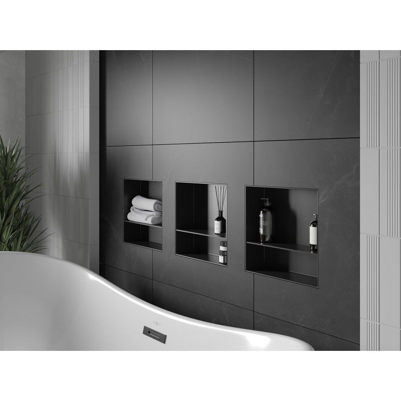 Mexen X-Wall-NR niche sans rebord avec étagère 30 x 30 cm, noir - 1971303010S