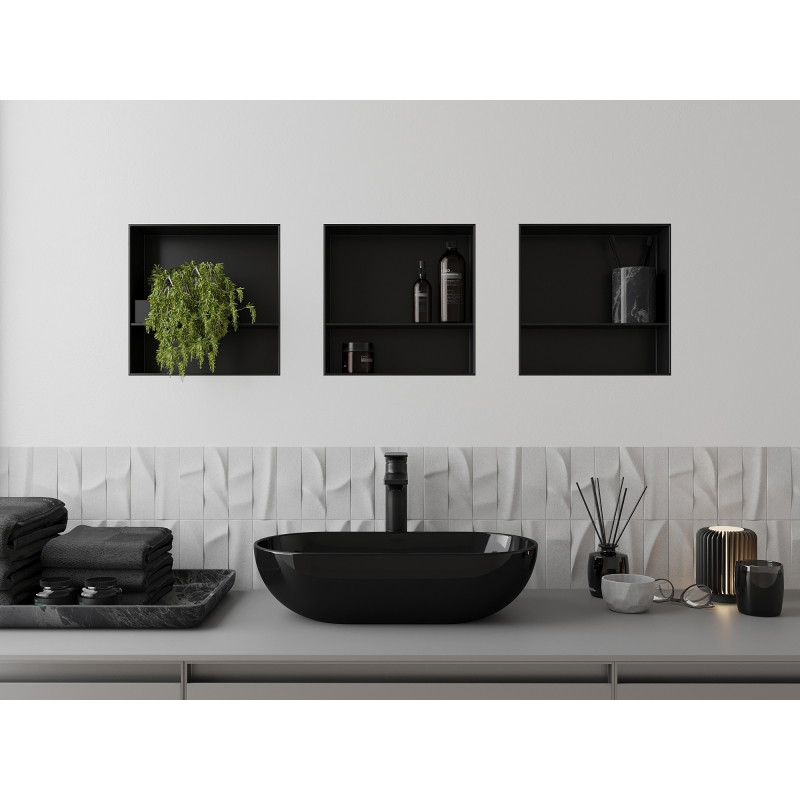 Mexen X-Wall-NR Nischenregal ohne Kragen mit Regal 30 x 30 cm, schwarz - 1971303010S