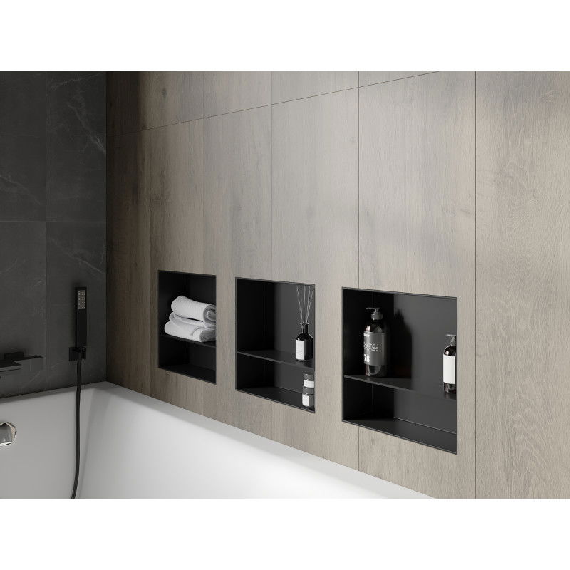 Mexen X-Wall-NR niche sans rebord avec étagère 30 x 30 cm, noir - 1971303010S