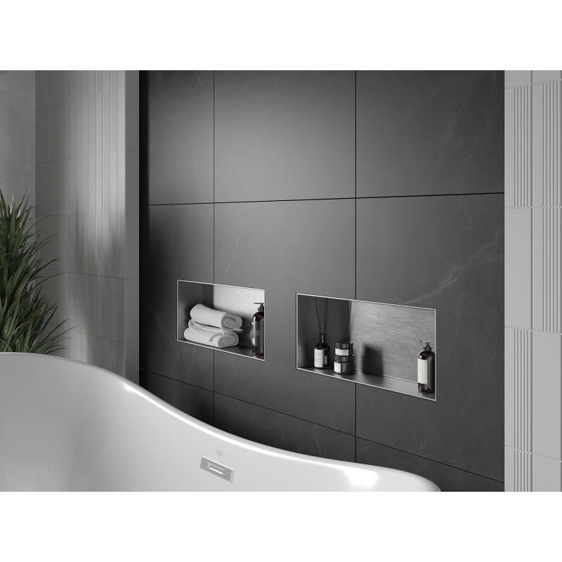 Mexen X-Wall-NR inbouwplank zonder flens 45 x 20 cm, inox - 1911452010