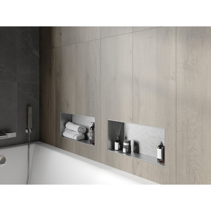 Mexen X-Wall-NR półka wnękowa bez kołnierza 45 x 20 cm, inox - 1911452010