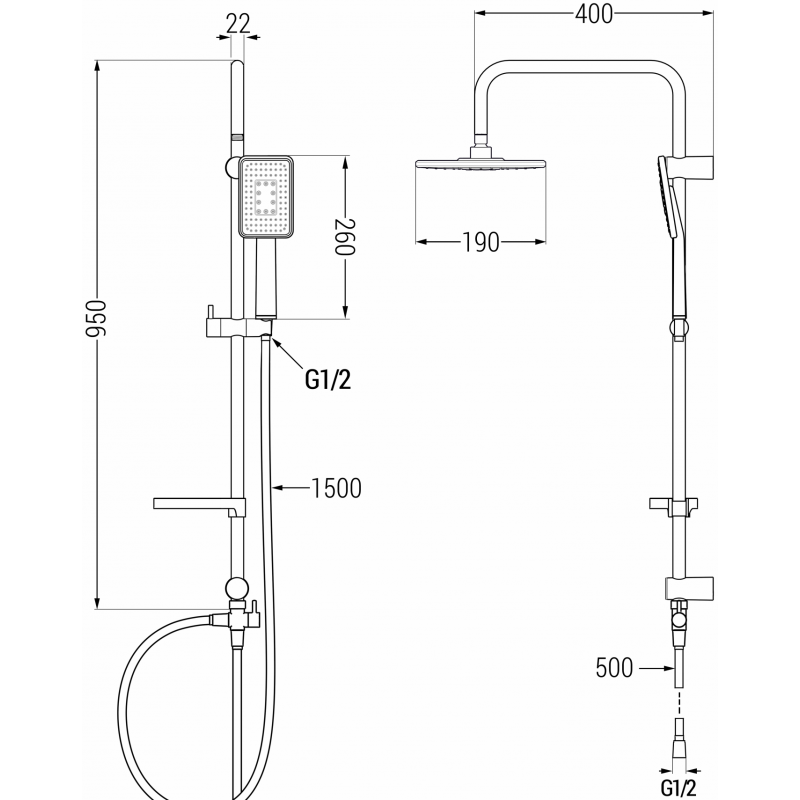 Mexen X54 shower column, white/chrome - 798545491-21