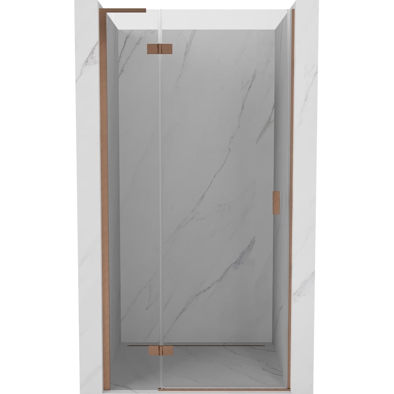 Mexen Mist-H L lijeva preklopna tuš vrata 70 cm, prozirna, brušena bakra - 8A5L-070-000-65-00-L