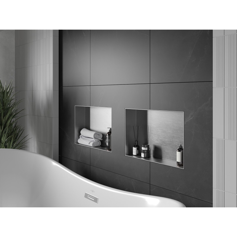 Mexen X-Wall-NR estante empotrado sin borde 45 x 30 cm, inox - 1911453010