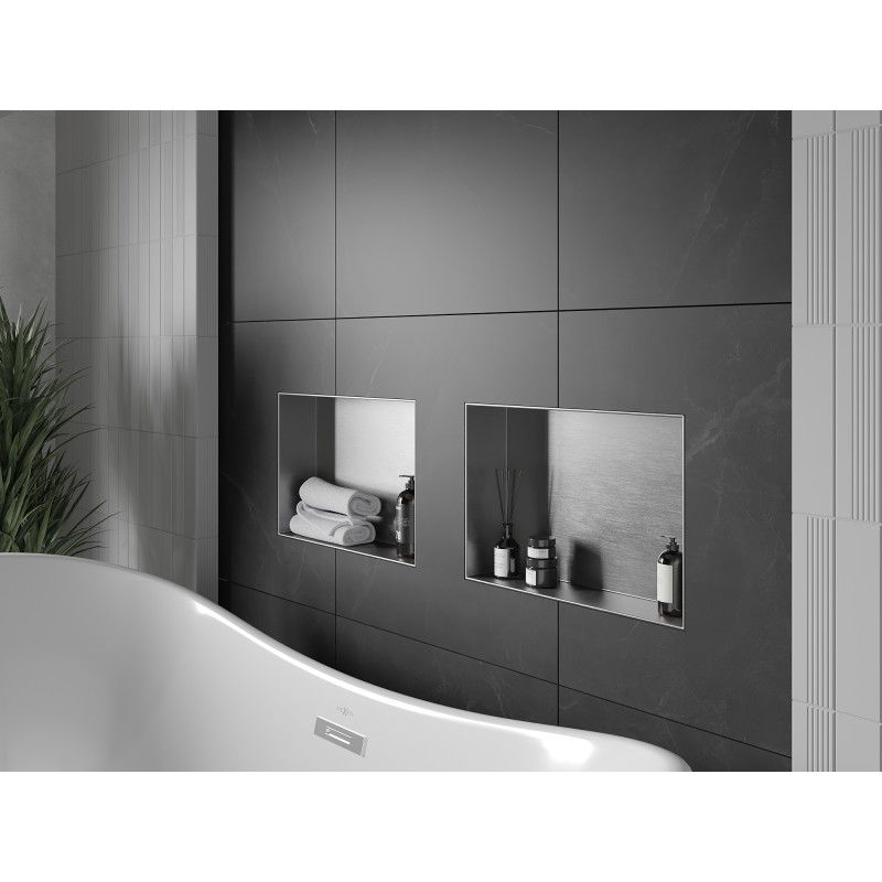Mexen X-Wall-NR estante empotrado sin reborde 45 x 30 cm, inox - 1911453010