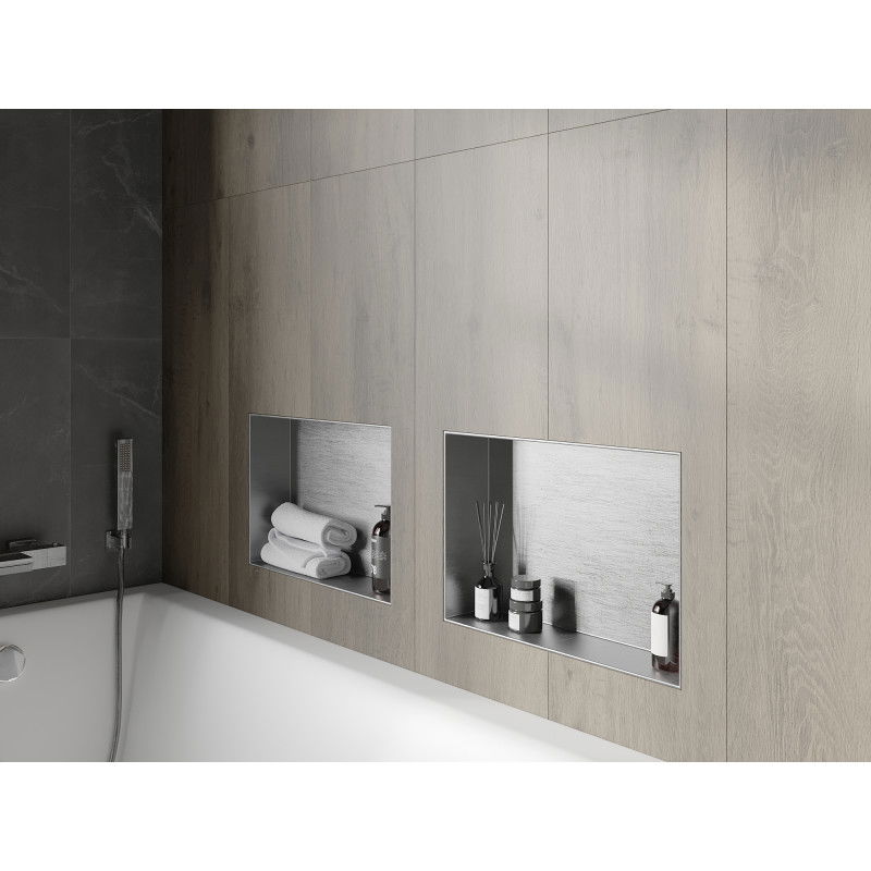 Mexen X-Wall-NR étagère encastrée sans rebord 45 x 30 cm, inox - 1911453010