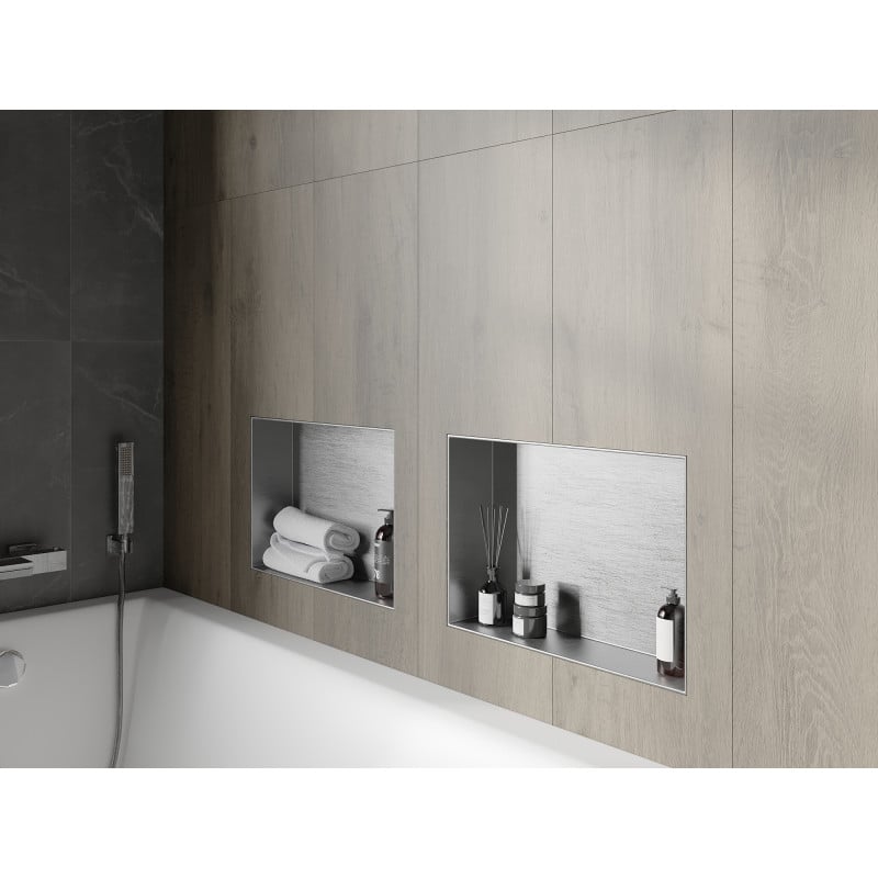 Mexen X-Wall-NR inbouwplank zonder flens 45 x 30 cm, inox - 1911453010