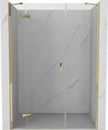 Mexen Mist-H lijeva preklopna tuš vrata 150 cm, prozirna, zlatna - 8A5-150-001-50-00-L