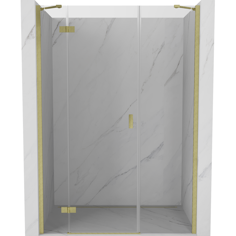 Mexen Mist-H drzwi prysznicowe uchylne lewe 130 cm, transparent, złote szczotkowane - 8A5-130-001-55-00-L