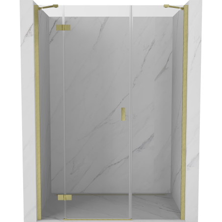 Mexen Mist-H drzwi prysznicowe uchylne lewe 140 cm, transparent, złote szczotkowane - 8A5-140-001-55-00-L