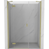 Mexen Mist-H 140 cm Left Hinged Shower Door, Transparent, Brushed Gold - 8A5-140-001-55-00-L