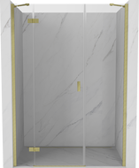 Mexen Mist-H lijeva preklopna tuš vrata 155 cm, prozirna, zlatno brušena - 8A5-155-001-55-00-L