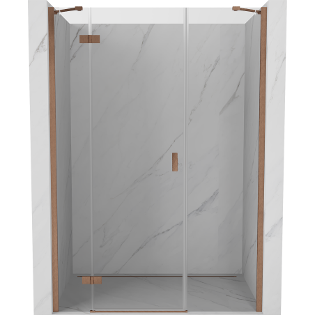 Mexen Mist-H porte de douche pivotante gauche 135 cm, transparent, cuivre brossé - 8A5-135-001-65-00-L