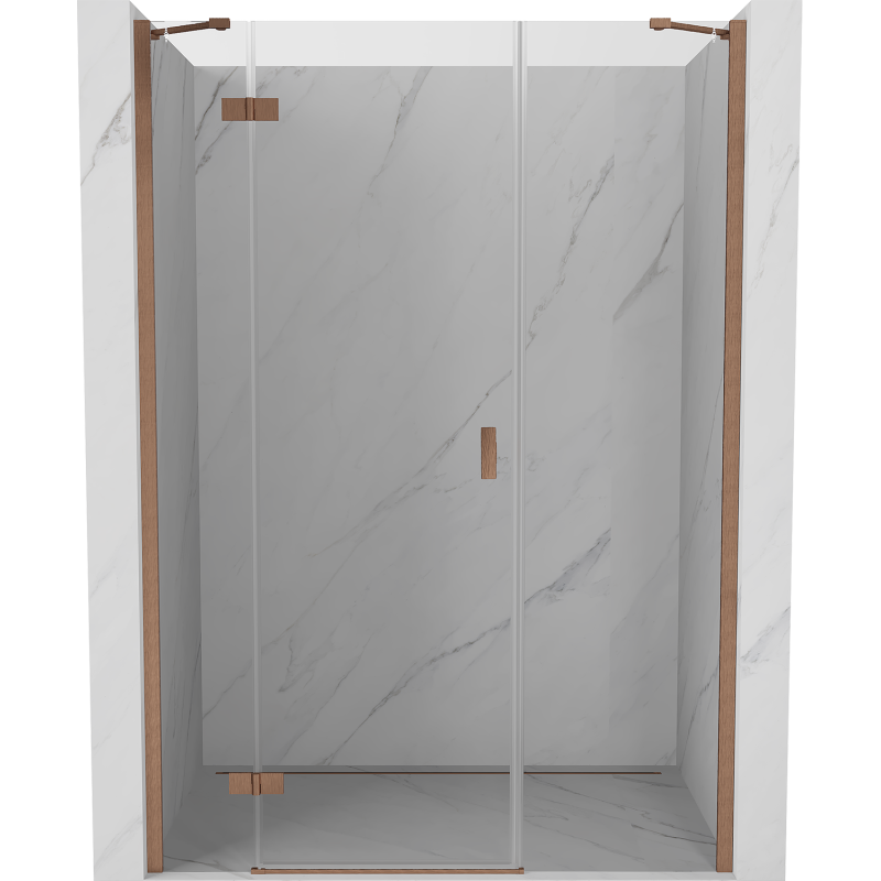 Mexen Mist-H Duschabtrennung schwenkbar links 140 cm, transparent, gebürstetes Kupfer - 8A5-140-001-65-00-L