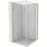 Mexen Mist-H L Duo Duschkabine, schwenkbar 70 x 70 cm, transparent, gebürstetes Gold - 8A5L-070L-070P-55-00
