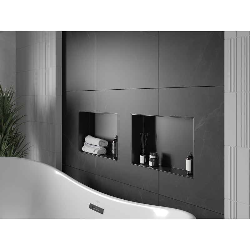 Mexen X-Wall-NR nischa-plank zonder flens 45 x 30 cm, zwart - 1971453010