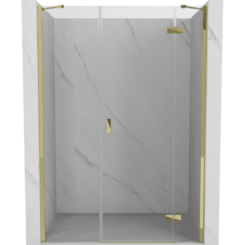 Mexen Mist-H drzwi prysznicowe uchylne prawe 145 cm, transparent, złote - 8A5-145-001-50-00-P