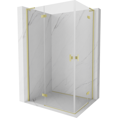 Mexen Mist-H L Duo Duschkabine mit Drehtür 120 x 70 cm, transparent, gebürstetes Gold - 8A5L-120L-070P-55-00