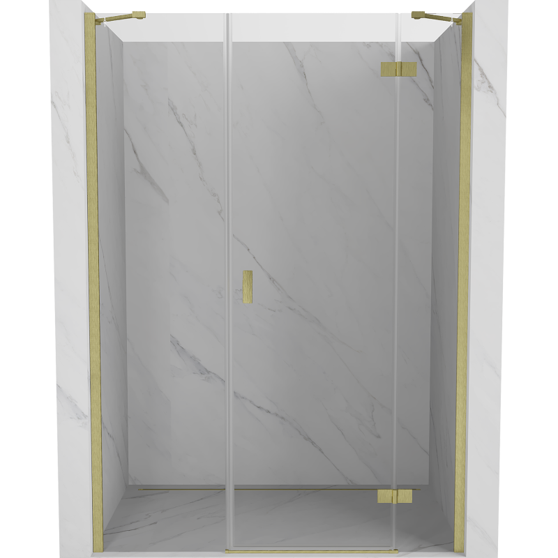 Mexen Mist-H Duschtüren rechte, schwenkbare 125 cm, transparent, gebürstetes Gold - 8A5-125-001-55-00-P