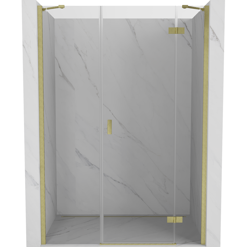Mexen Mist-H right hinged shower door 150 cm, transparent, brushed gold - 8A5-150-001-55-00-P
