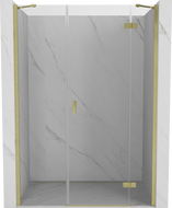 Mexen Mist-H desna preklopna tuš vrata 160 cm, prozirna, zlatno brušena - 8A5-160-001-55-00-P