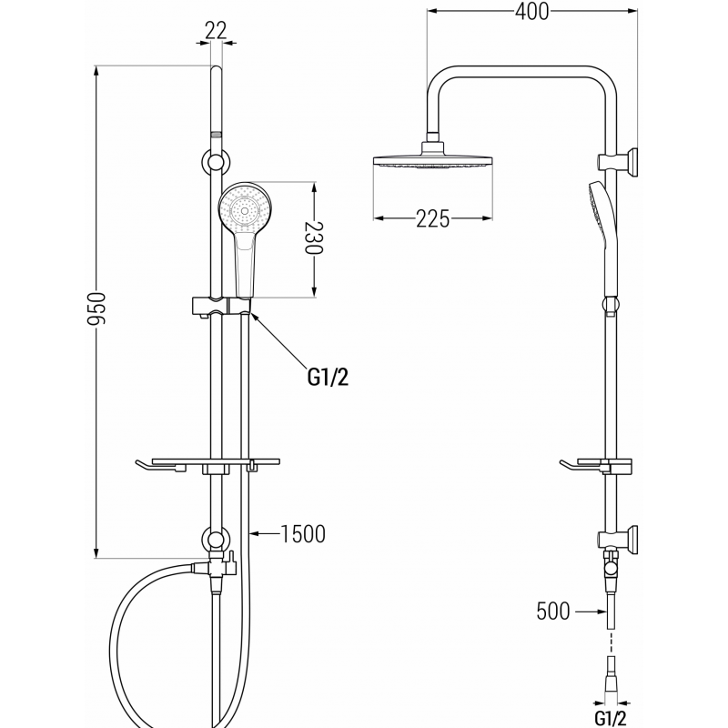 Mexen T05 columna de ducha, dorada/blanca - 798050593-50