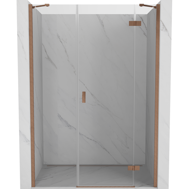 Mexen Mist-H right hinged shower door 140 cm, transparent, brushed copper - 8A5-140-001-65-00-P