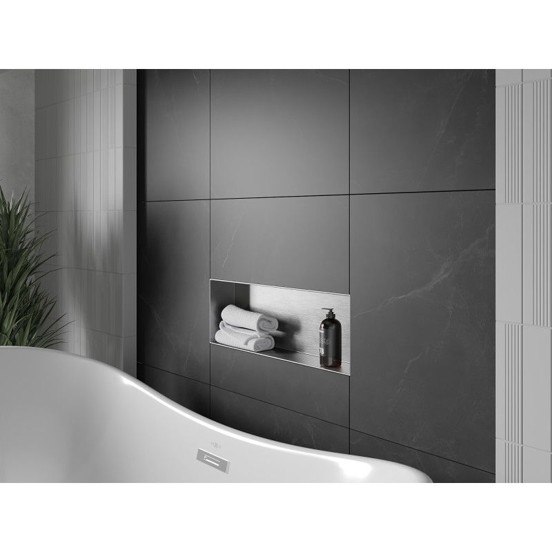 Mexen X-Wall-NR prateleira embutida sem flange 60 x 20 cm, inox - 1911602010