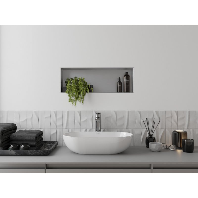 Mexen X-Wall-NR upotettava hylly ilman reunusta 60 x 20 cm, inox - 1911602010