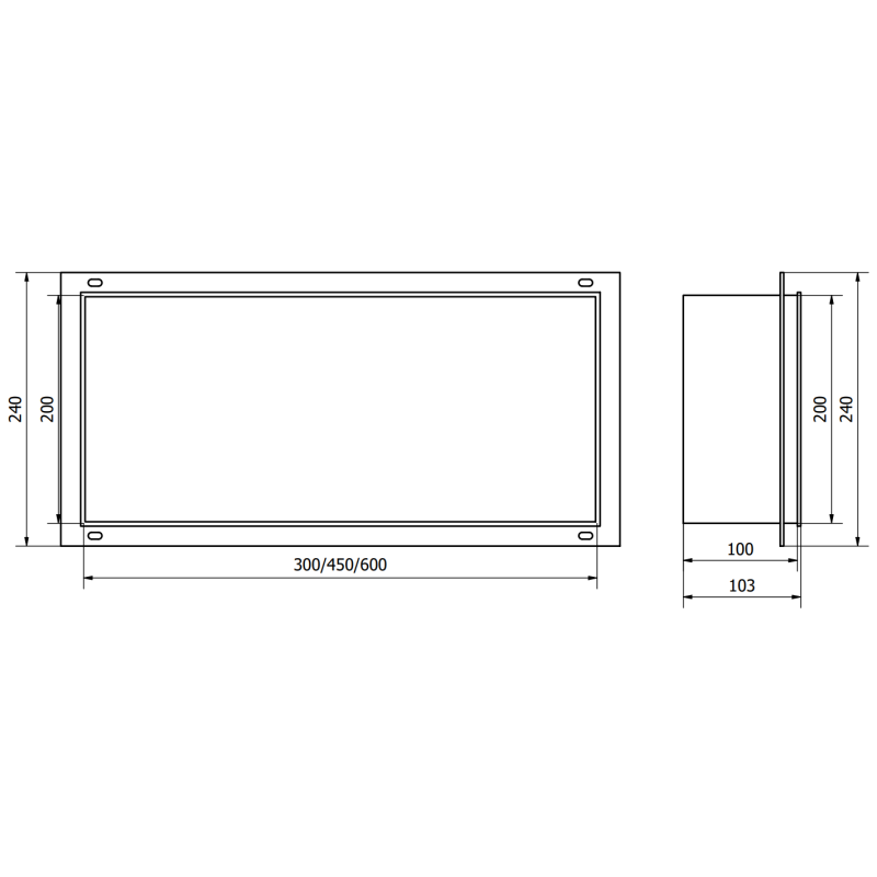Mexen X-Wall-NR Nischenregal ohne Flansch 60 x 20 cm, Inox - 1911602010