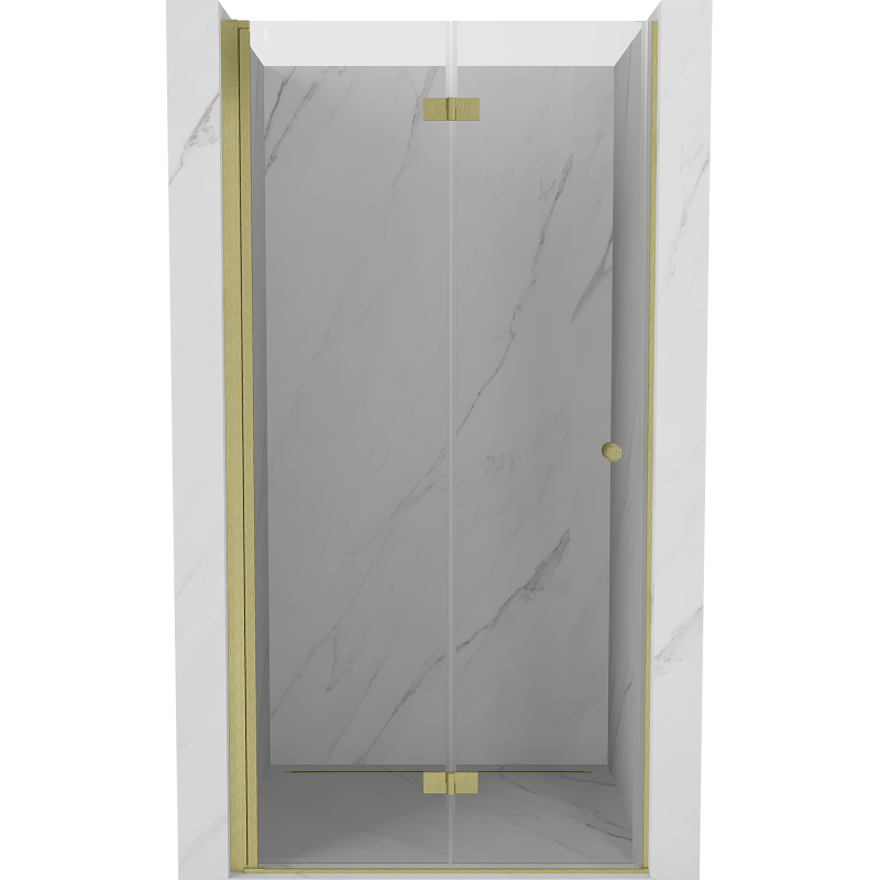 Mexen Mist-F 60 cm folding shower door, left side, transparent, brushed gold - 8A6-060-000-55-00-L