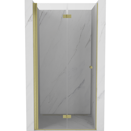 Mexen Mist-F folding shower door left 70 cm, transparent, brushed gold - 8A6-070-000-55-00-L