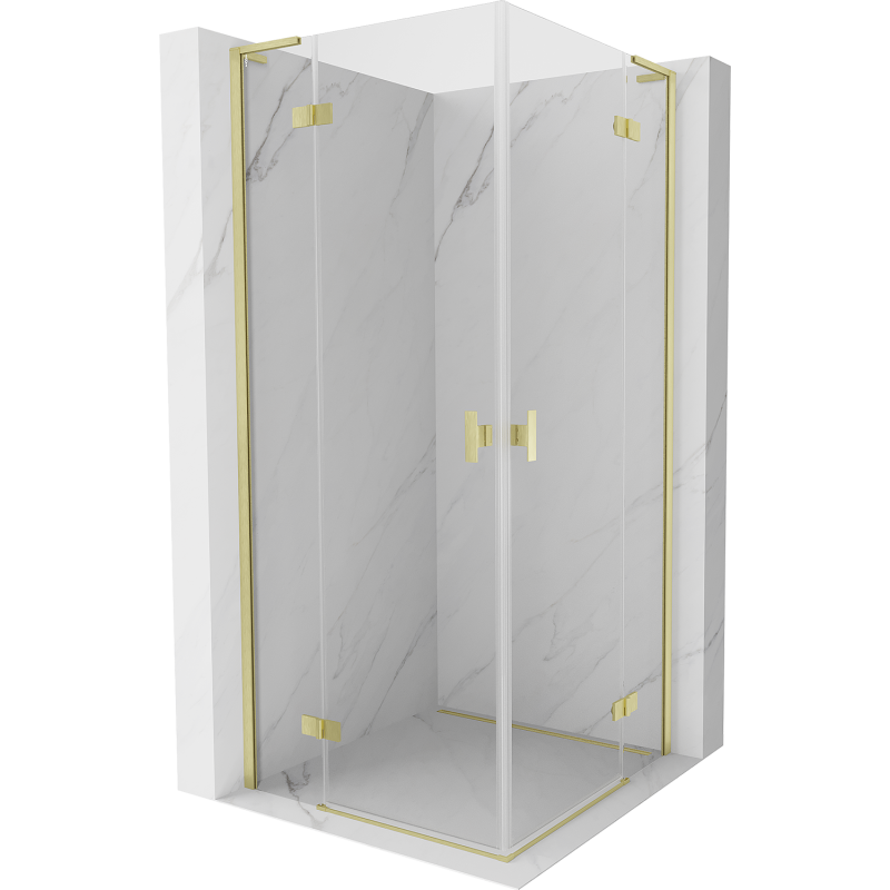 Mexen Mist-H L Duo Pendeltür-Duschkabine 80 x 80 cm, transparent, gebürstetes Gold - 8A5L-080L-080P-55-00