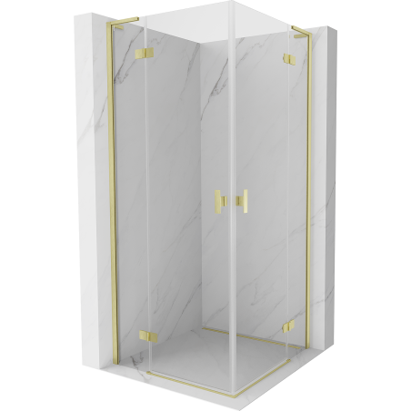 Mexen Mist-H L Duo Pendeltür-Duschkabine 80 x 80 cm, transparent, gebürstetes Gold - 8A5L-080L-080P-55-00
