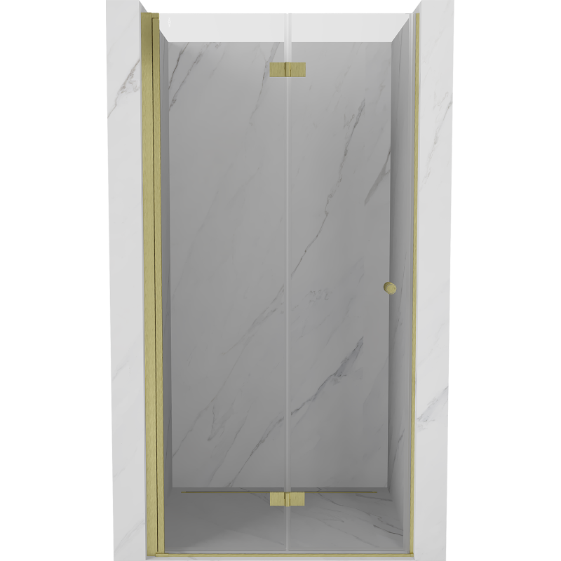 Mexen Mist-F Faltbare Duschabtrennung links 100 cm, transparent, gebürstetes Gold - 8A6-100-000-55-00-L