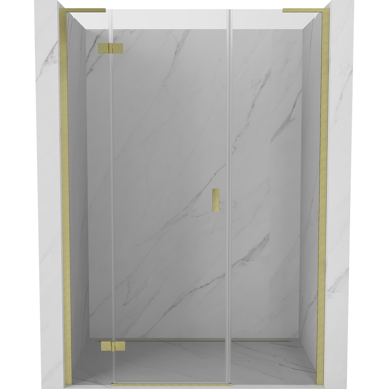 Mexen Mist-H L Duschwand Schwenktür links 130 cm, transparent, gebürstetes Gold - 8A5L-130-001-55-00-L