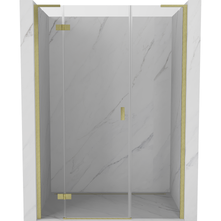 Mexen Mist-H L left hinged shower door 145 cm, transparent, brushed gold - 8A5L-145-001-55-00-L