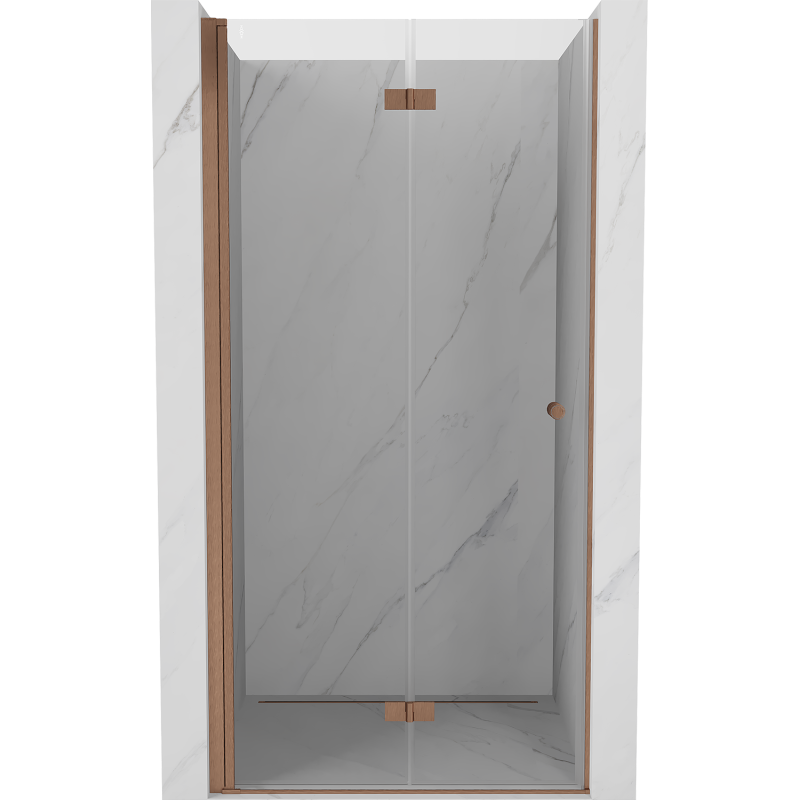 Mexen Mist-F drzwi prysznicowe składane lewe 90 cm, transparent, miedź szczotkowana - 8A6-090-000-65-00-L