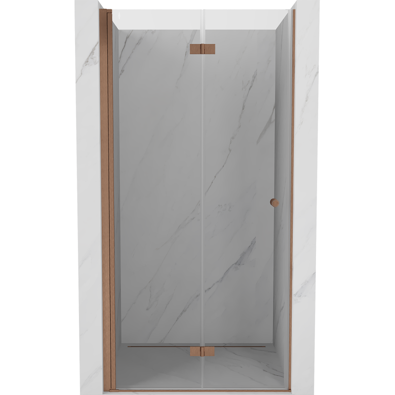 Mexen Mist-F opvouwbare douchedeur links 90 cm, transparant, geborsteld koper - 8A6-090-000-65-00-L
