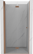 Mexen Mist-F drzwi prysznicowe składane lewe 90 cm, transparent, miedź szczotkowana - 8A6-090-000-65-00-L