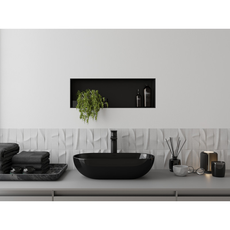 Mexen X-Wall-NR Nischenregal ohne Flansch 60 x 20 cm, schwarz - 1971602010