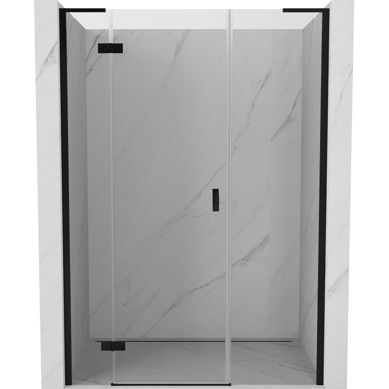Mexen Mist-H L drzwi prysznicowe uchylne lewe 155 cm, transparent, czarne - 8A5L-155-001-70-00-L