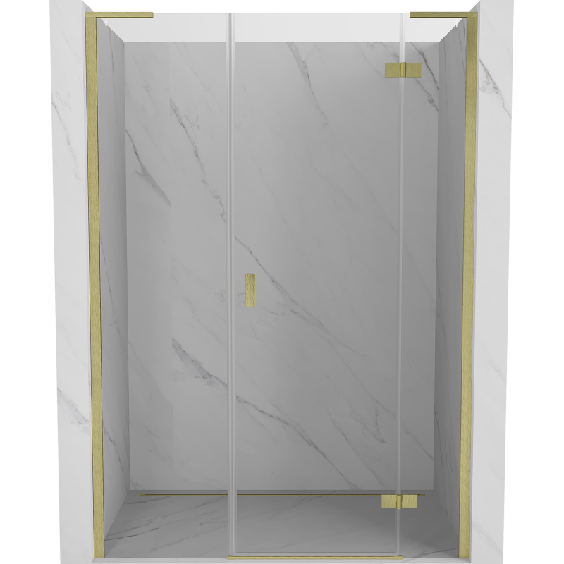 Mexen Mist-H L puerta de ducha abatible derecha 125 cm, transparente, oro cepillado - 8A5L-125-001-55-00-P