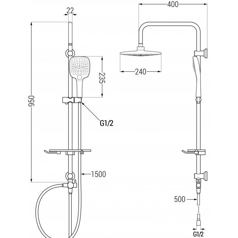 Mexen T17 Shower Column, Chrome - 798171793-00