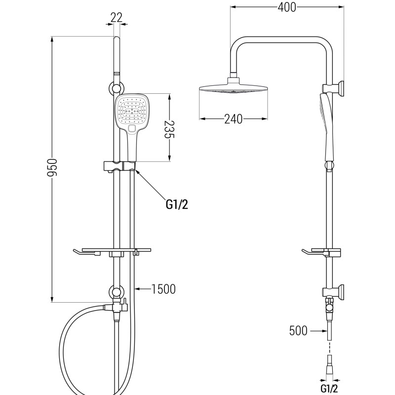 Mexen T17 tuš stup, krom - 798171793-00