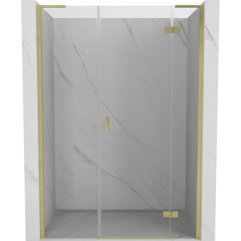 Mexen Mist-H L Duschabtrennung rechts 155 cm, transparent, gebürstetes Gold - 8A5L-155-001-55-00-P